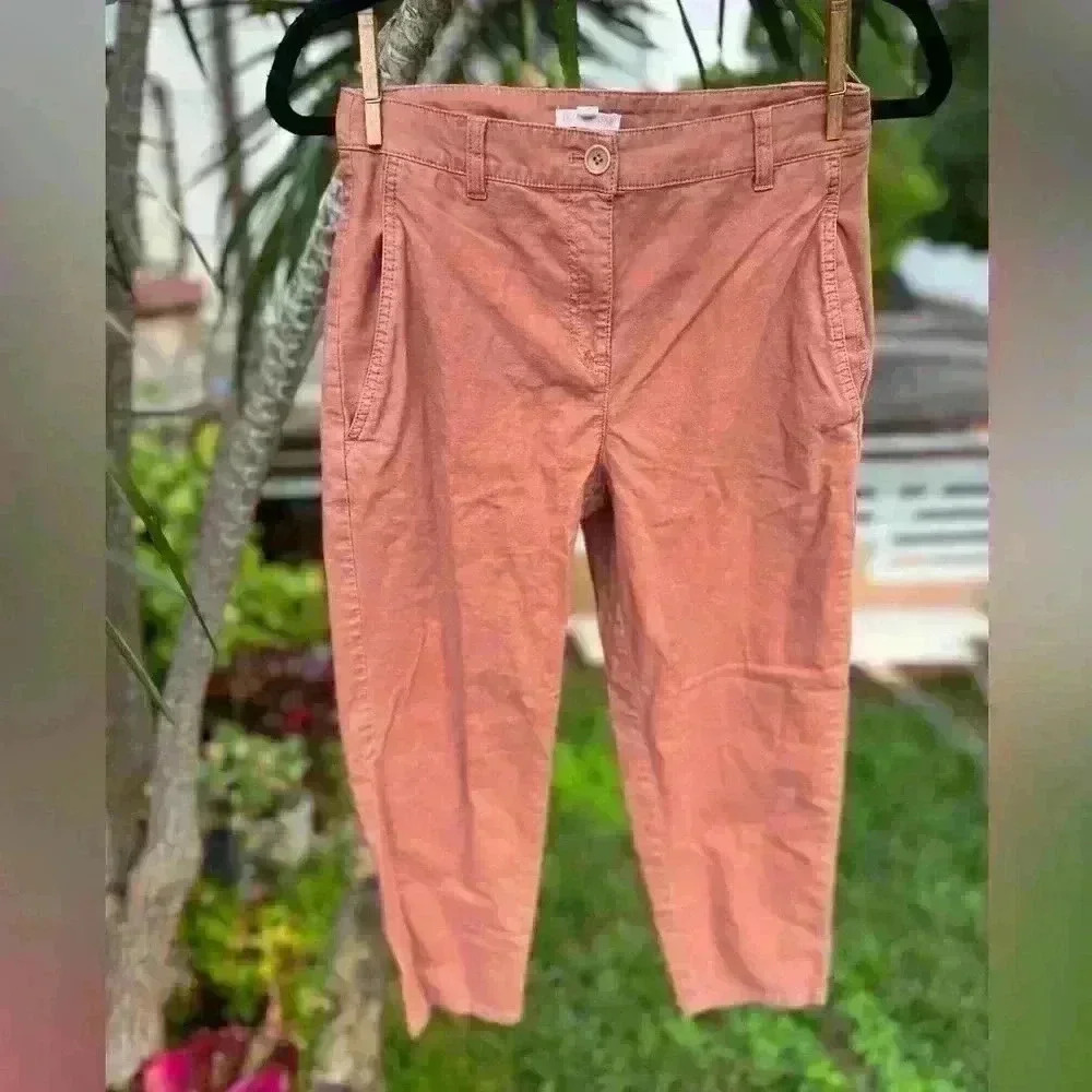 Eileen Fisher‎ Organic Cotton Hemp Petite Pants Rust Resort Minimalist Capsule
